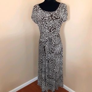 Brown and white fitted dress